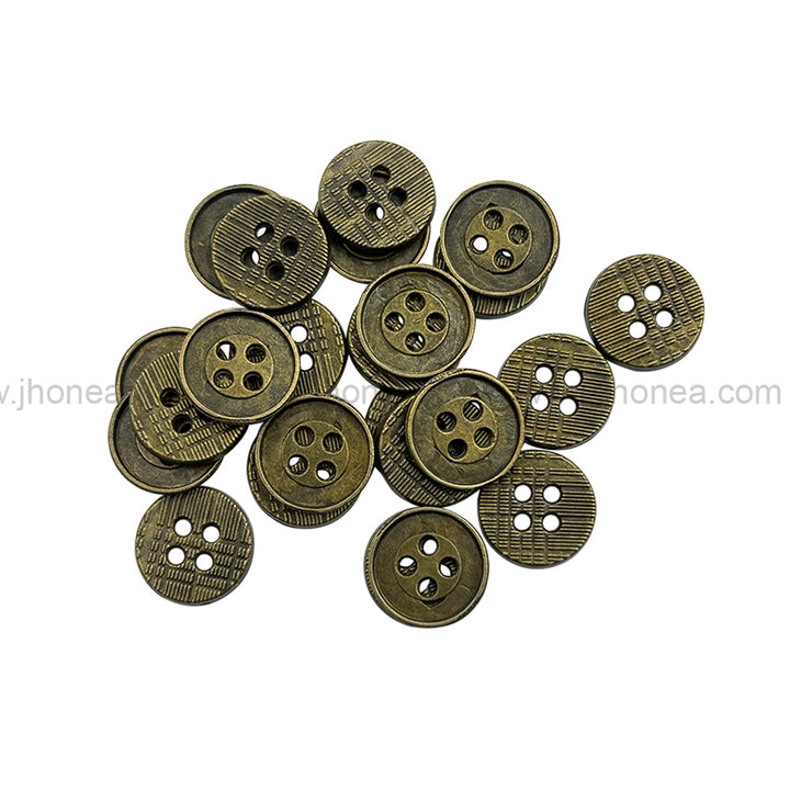 Textured 4-Hole Round Shape Reversible Metal Buttons
