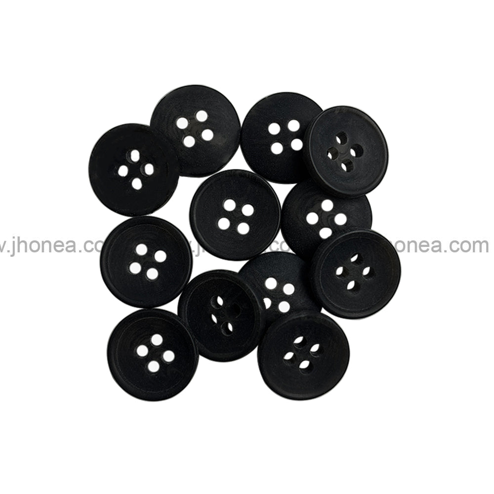 Classic Black Round 4-Hole Kurta Button for Traditional Wear