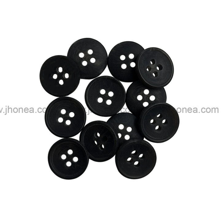Classic Black Round 4-Hole Kurta Button for Traditional Wear