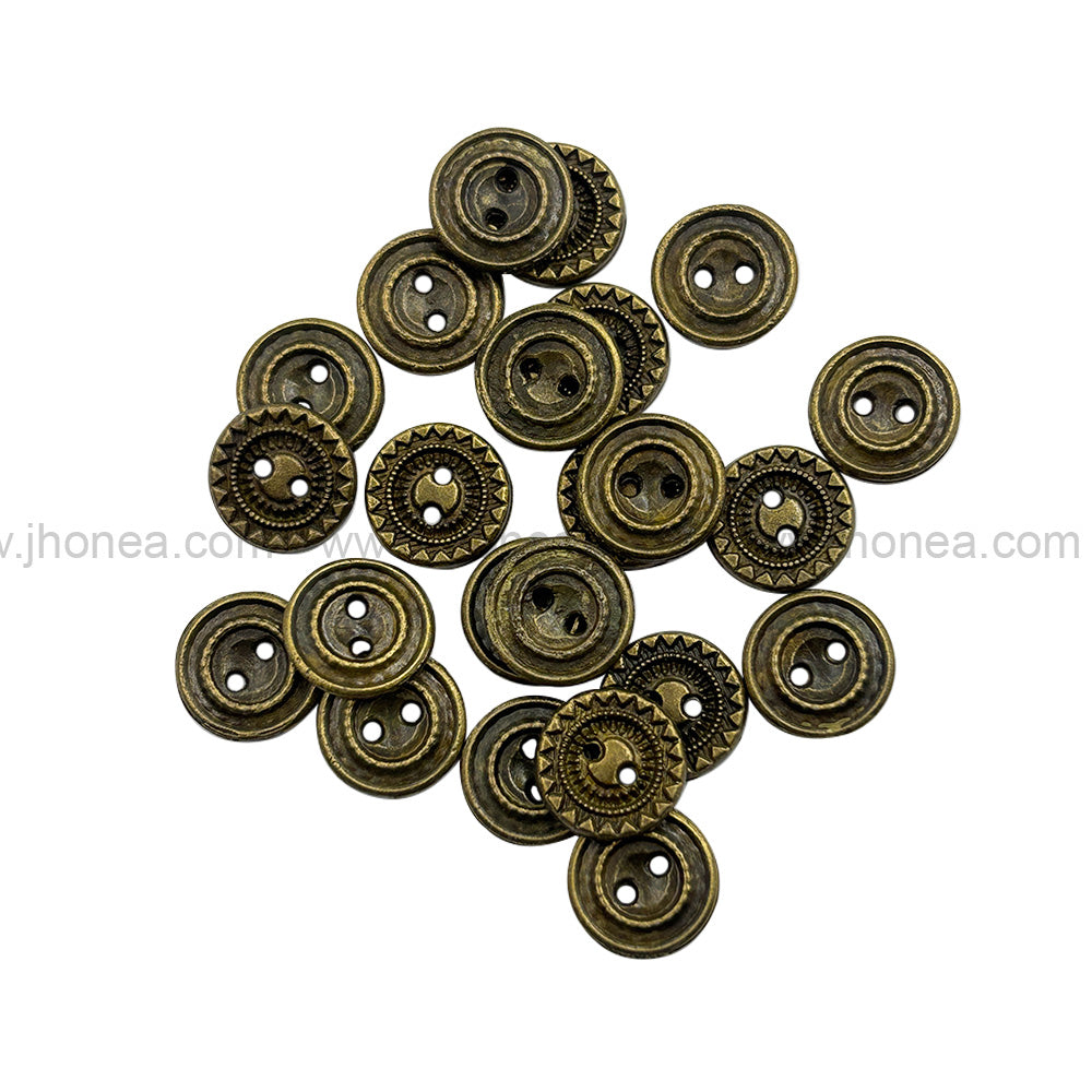 Vintage Style Engraved Textured Metal 2 Hole Shirt Buttons