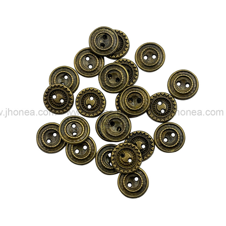 Vintage Style Engraved Textured Metal 2 Hole Shirt Buttons