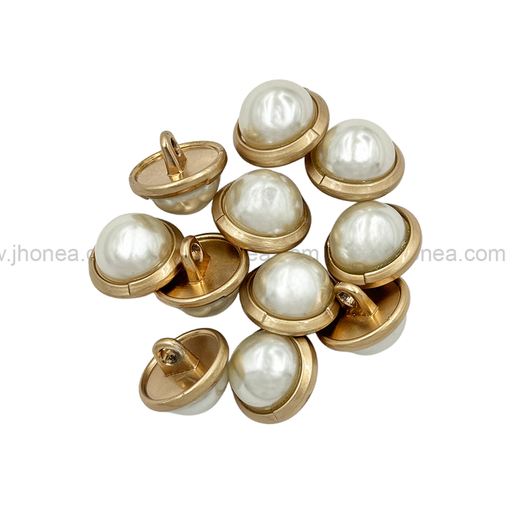 Classy Matte Gold Round Shape Premium Quality Pearl Metal Button