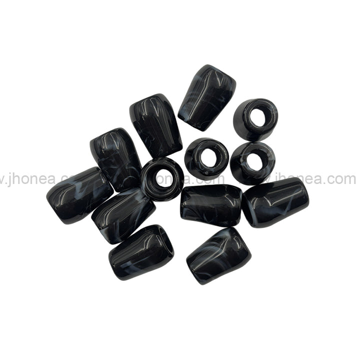 Glossy Black & White Beautiful Polyester Beads for Handmade Crafts