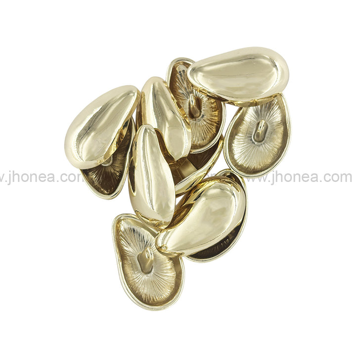 Elegant Smooth Bean-Shaped Shiny Metal Loop Buttons