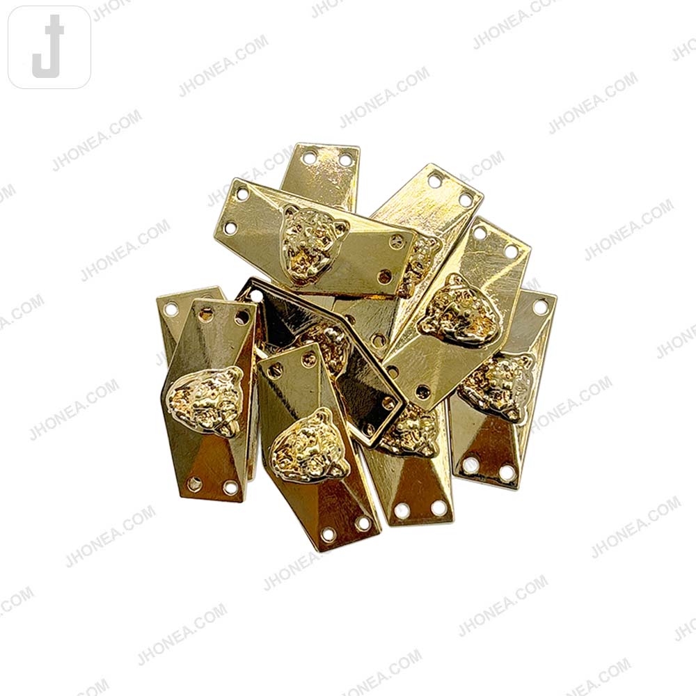 Eye-Catching Shiny Gold Leopard Head Decorative Fashion Accessory