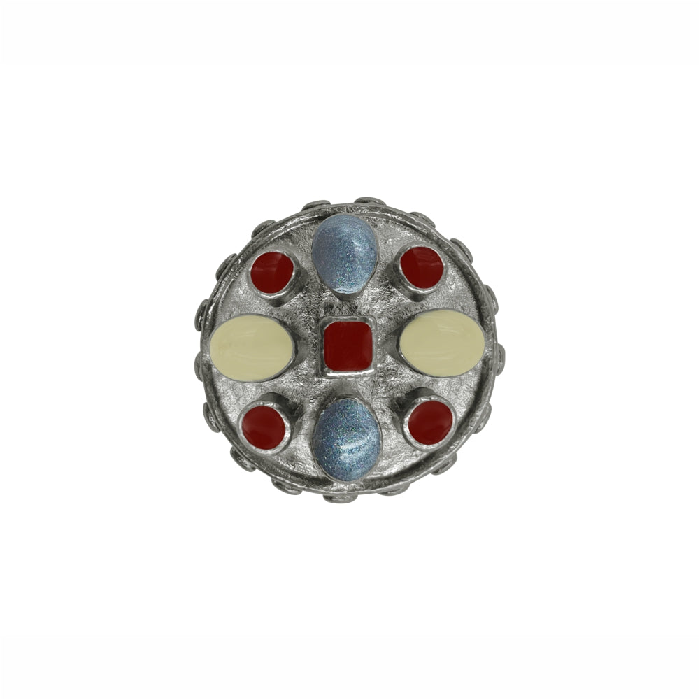 Heritage Inspired Round Metal Buttons with Multicolour Enamel Inlays