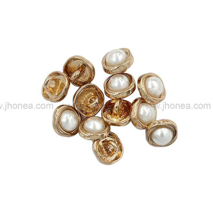 Rounded Square Shape Shiny Gold Pearl Meta Kurta Buttons