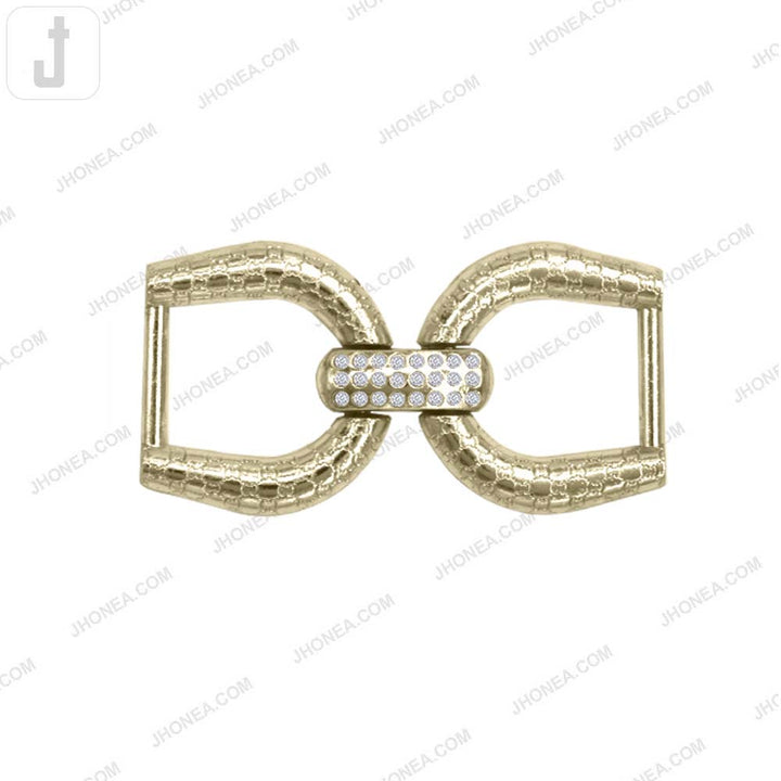 Elegant Shiny Gold Diamond Accent Metal Belt/Shoe Accessory