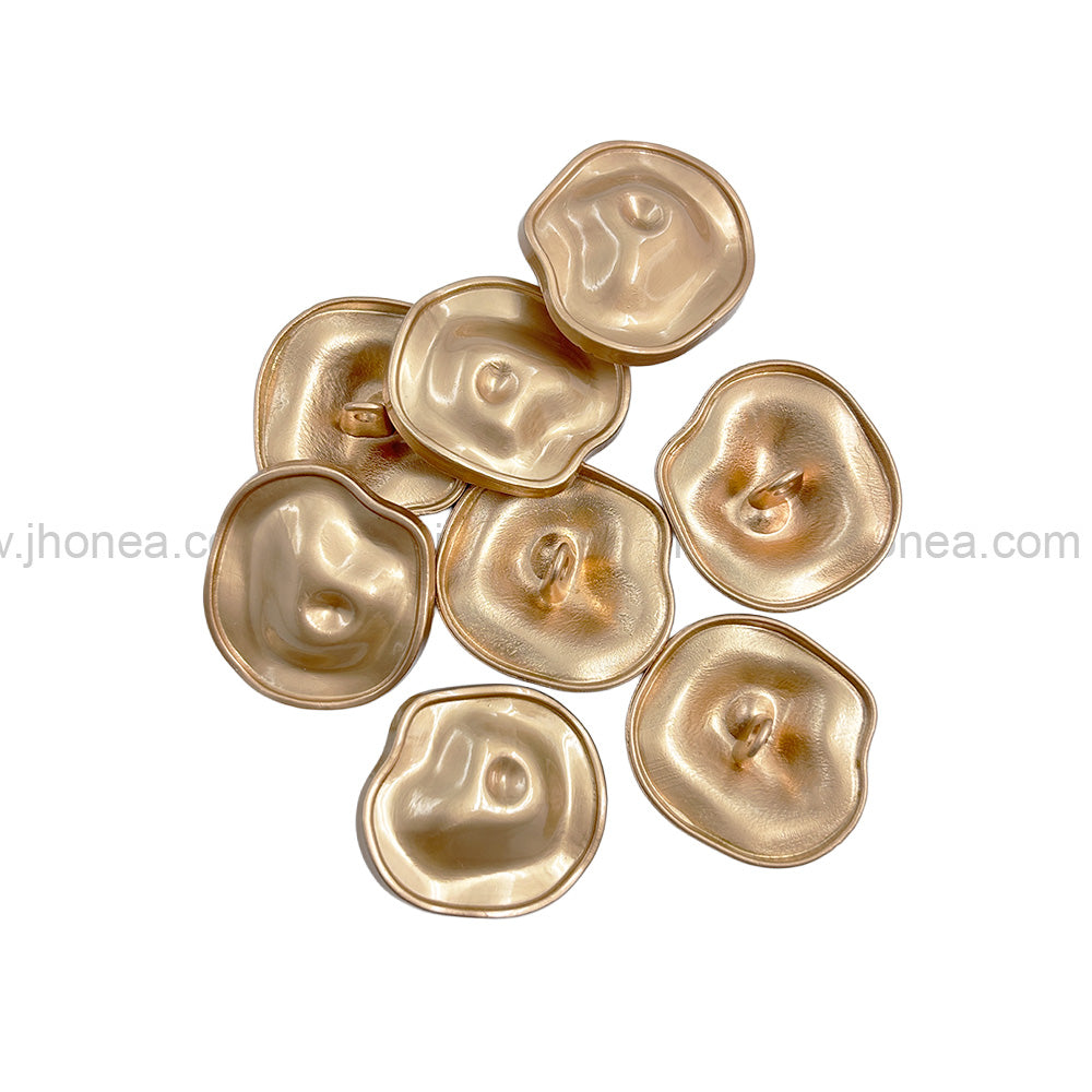 Uneven Round Shape Matte Gold Finish Shank Metal Buttons
