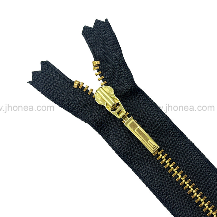 YKK #3 gold metal zipper with black tape for jackets and hoodies