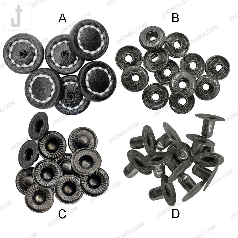 20mm Decorative PU Leather 4-Part Snap Buttons