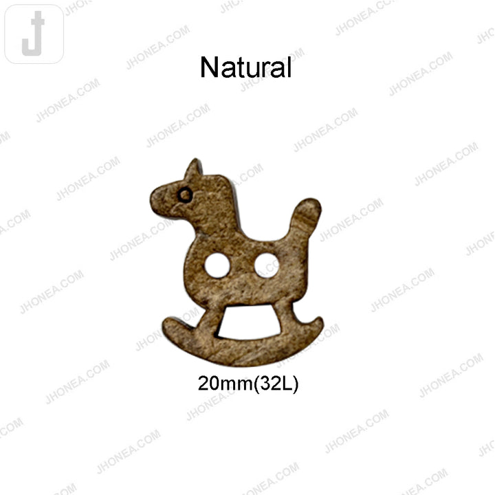 Cute Rocking Horse Shape 2 Hole Coco Button for Kidswear