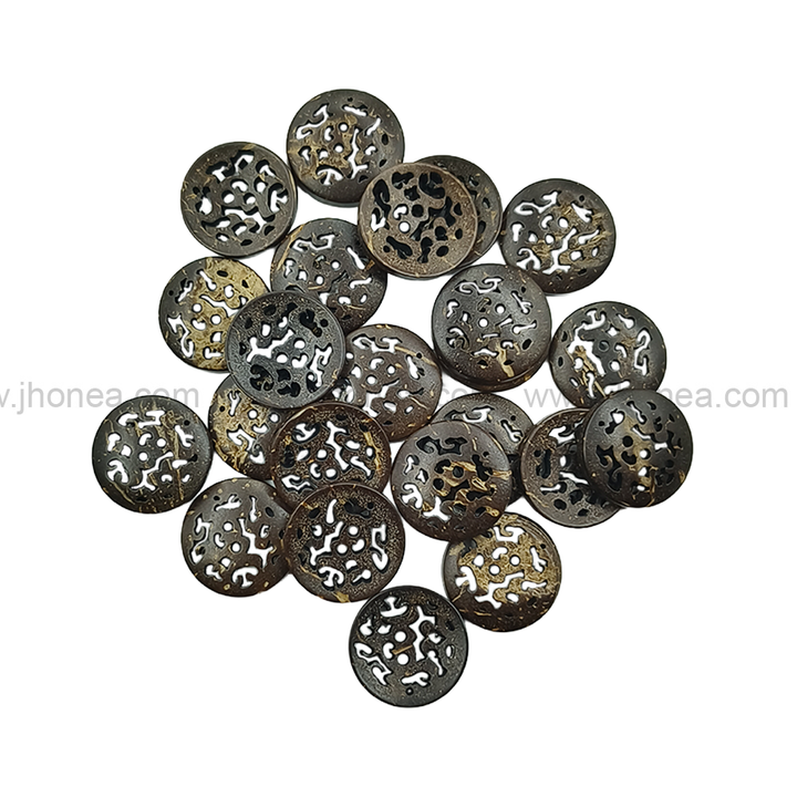 Beautiful Round Shape 2-Hole Cutwork Design Coconut Shell Buttons