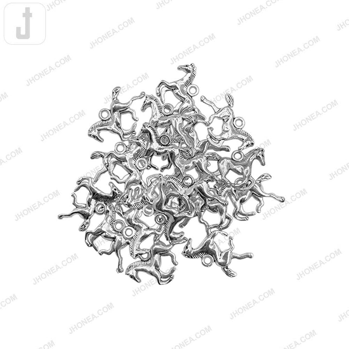 Exquisite Shiny Silver Horse Loop Metal Button