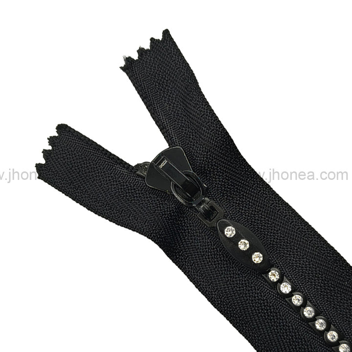#4 Number Decorative Fancy Closed End Zipper with Diamond Embellished Teeth