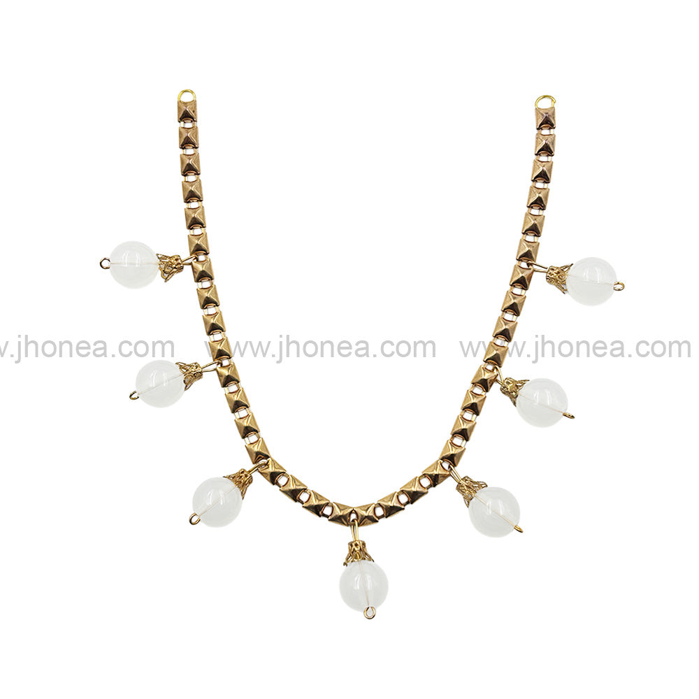 Beautiful Gold & White Beaded Decorative Necklace for Ethnic Wear