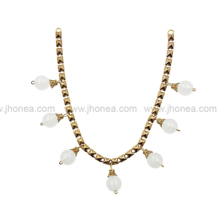 Beautiful Gold & White Beaded Decorative Necklace for Ethnic Wear