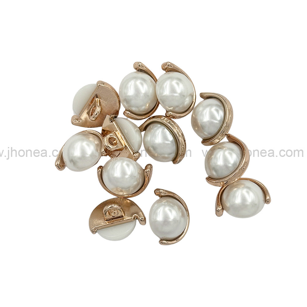 Shiny Gold Round Shape Fancy Pearl Buttons