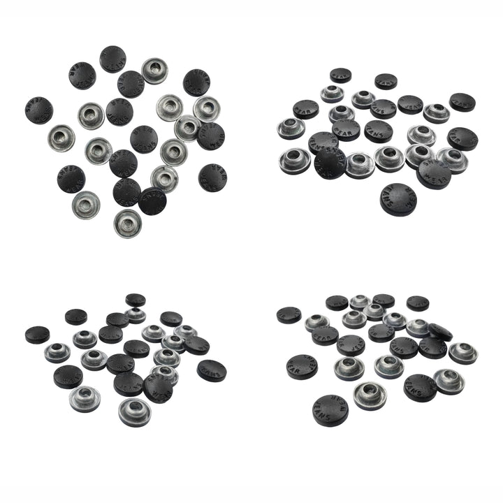 Round and simple rivet stud fasteners for jackets and jeans in matte black color