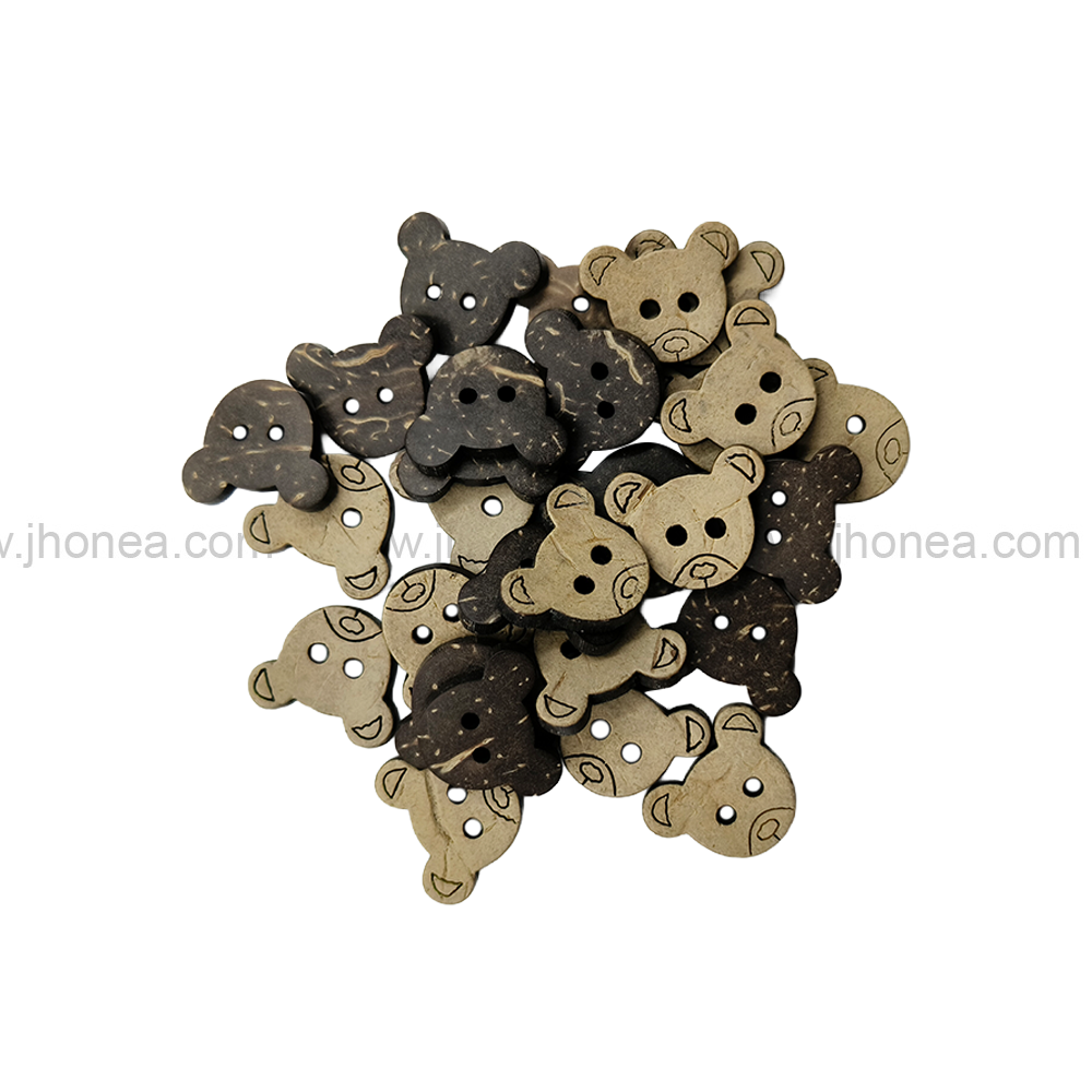 Teddy Bear Shape 2-Hole Natural Coco Button
