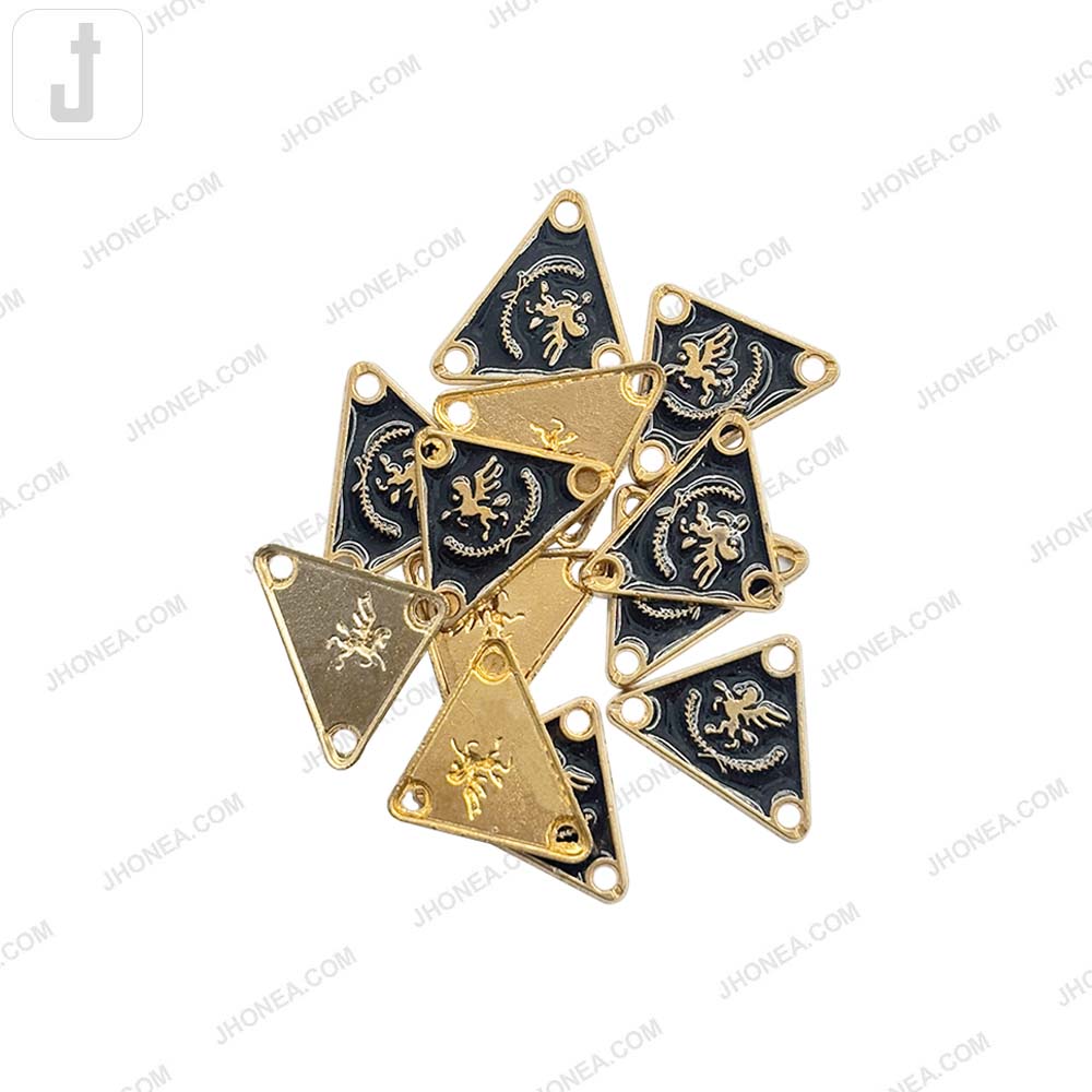 Elegant Triangle Metal Clothing Accessory with Black Enamel Accent