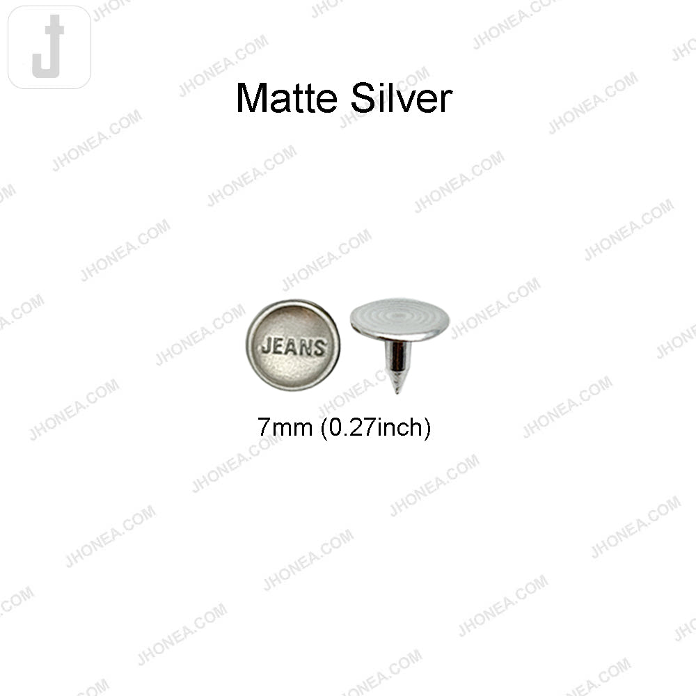 7mm Matte Silver Jeans Rivet Fastener Studs