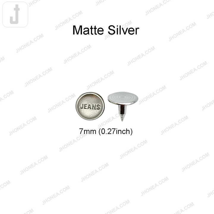 7mm Matte Silver Jeans Rivet Fastener Studs