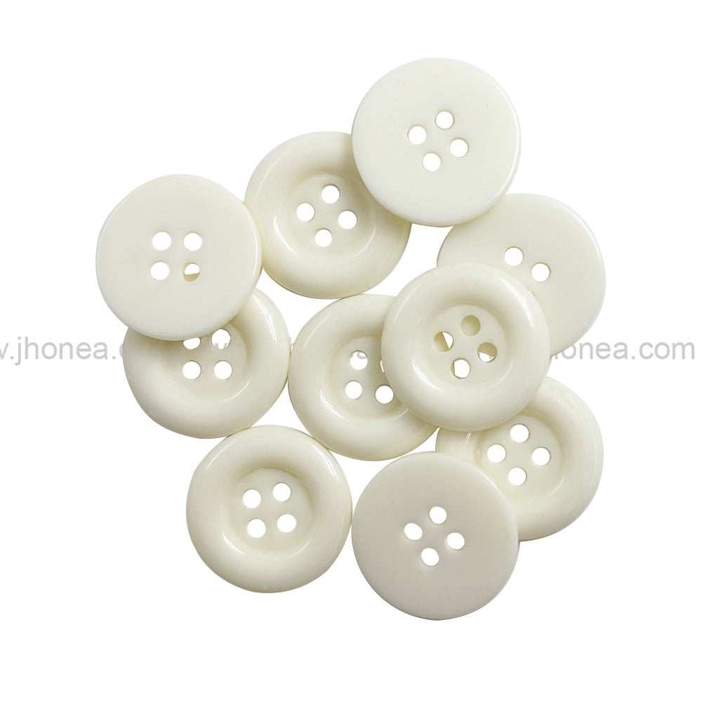 Classic Off-White Round Shape 4-Hole Polyester Buttons
