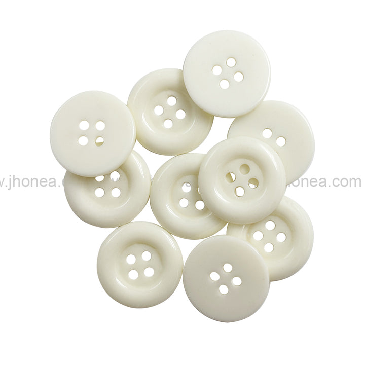 Classic Off-White Round Shape 4-Hole Polyester Buttons