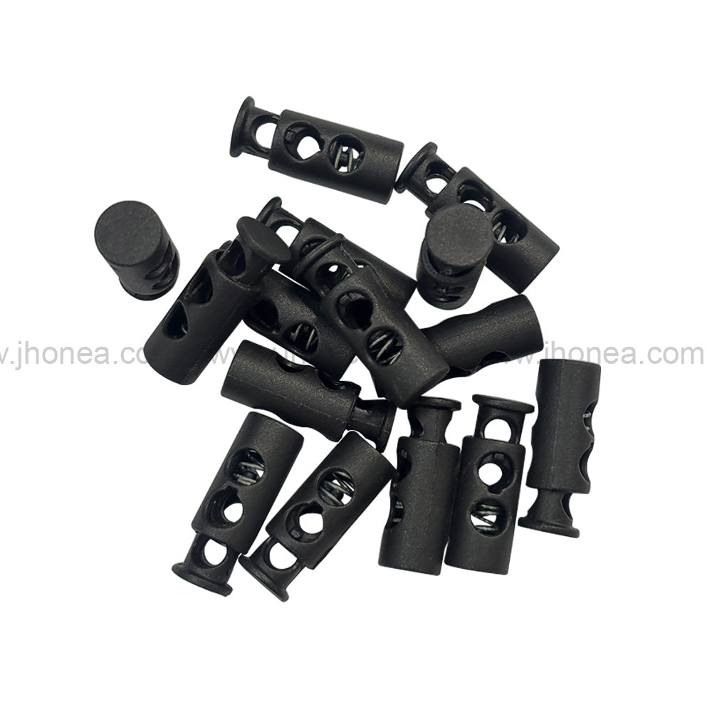 Matte Black Two-Hole Spring Plastic Cord Lock for Hoodies