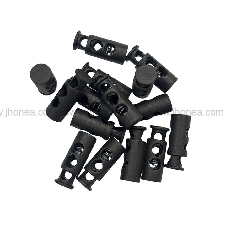 Matte Black Two-Hole Spring Plastic Cord Lock for Hoodies