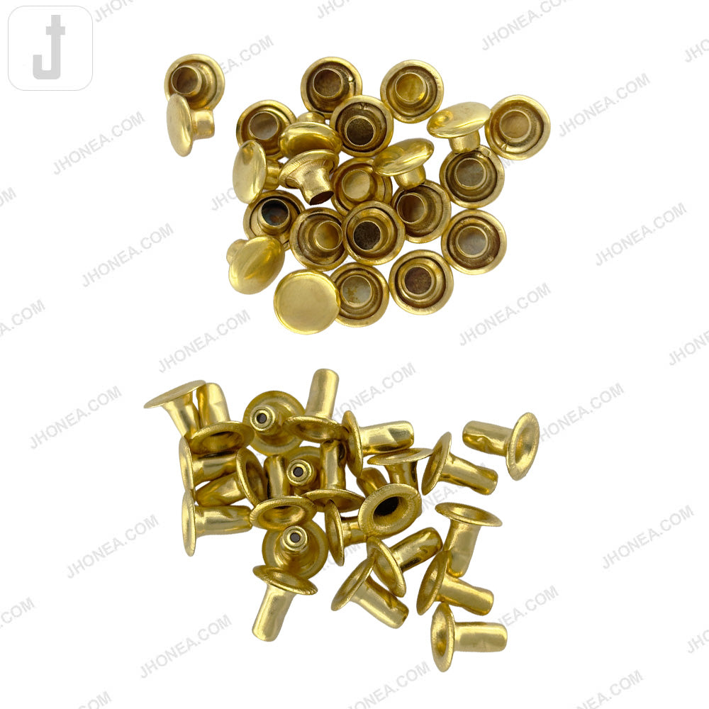 Elegant Solid Brass Flat Rivets for Denim/Leather/Bags/DIY Craft Projects
