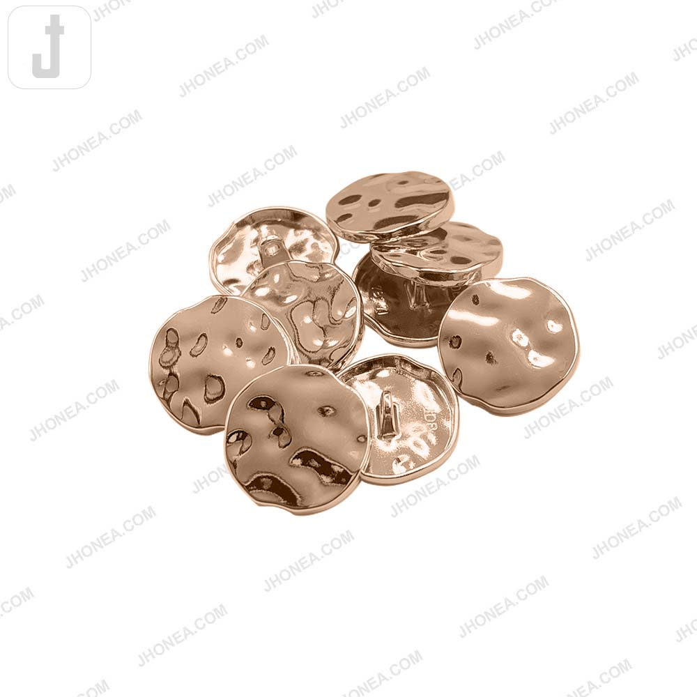 Elegant Round Shape Uneven Surface Shiny Metal Loop Buttons