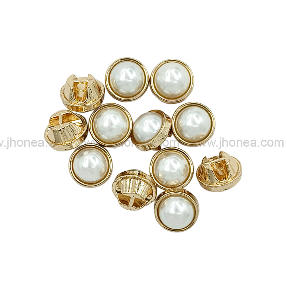Shiny Round Shape Gold Pearl Shank Button