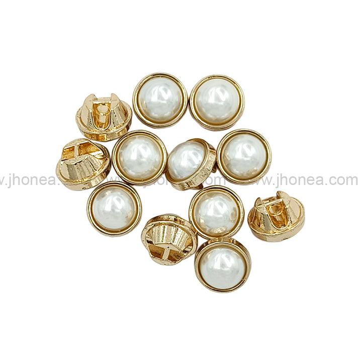 Shiny Round Shape Gold Pearl Shank Button
