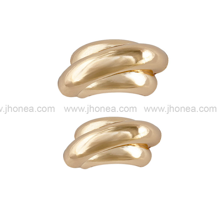 Designer Twisted Shape Shiny Gold Finish Dress Strap Buckle