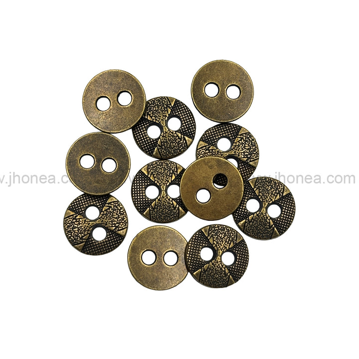 Textured Surface Round Shape Antique Brass Metal Buttons for Shirt