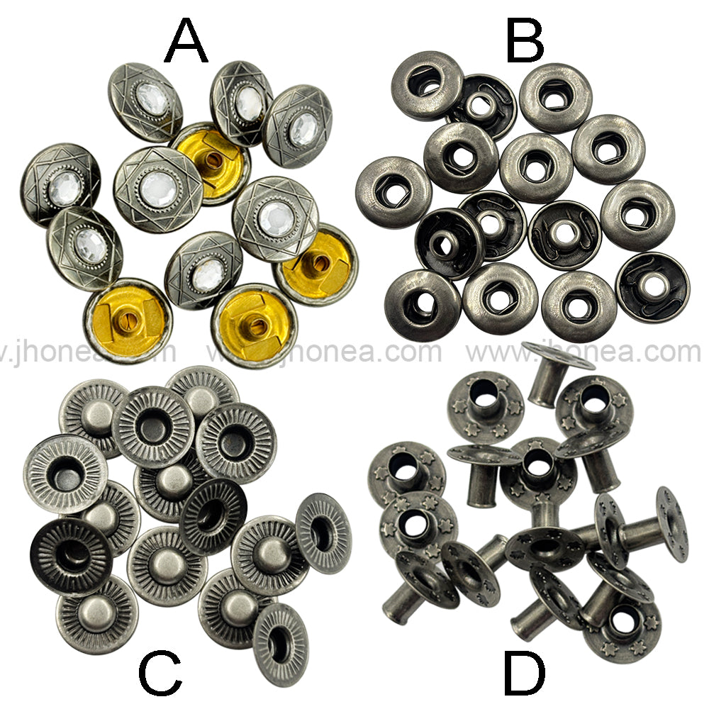 Elegant Diamond Solid Brass 4-Part Snap Buttons