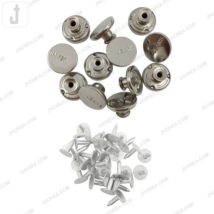 Engraved Shiny Finish Metal Jeans Buttons for Denim Pants