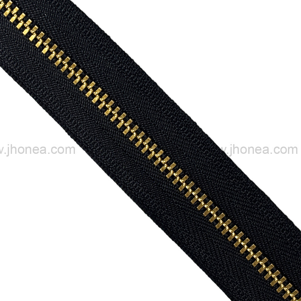 YKK #3 Number Premium Quality Gold with Black Tape YKK Metal Zipper Rolls