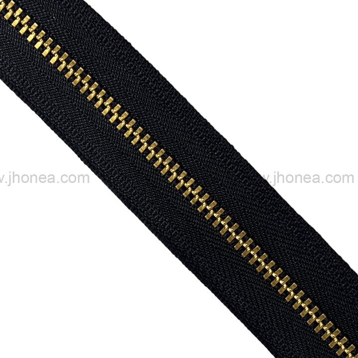 YKK #3 Number Premium Quality Gold with Black Tape YKK Metal Zipper Rolls