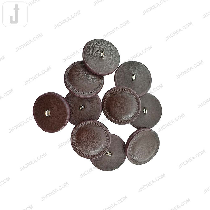 30mm Round PU Leather Down Loop Button for Garments and Accessories