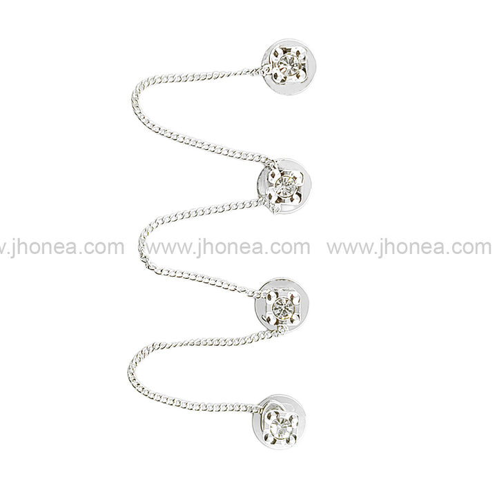 Sparkling Silver Square Shape Diamond Chain Hanging Button