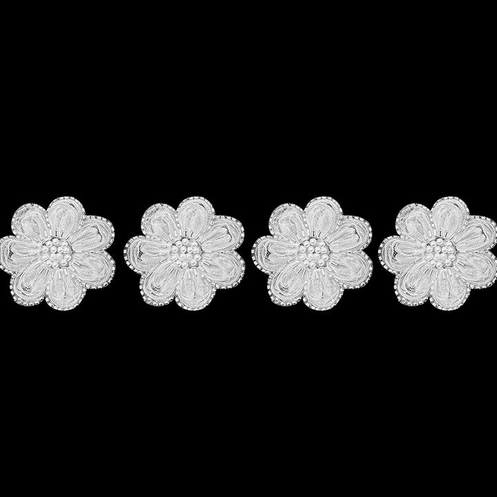 Exquisite Dyeable Mesh Beaded Flower Lace Applique for Dresses & Bridal Wear