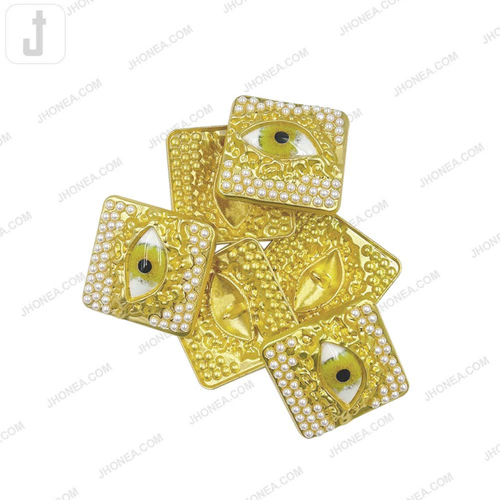 Statement Matte Finish Pearl Eye Designer Big Size Metal Button