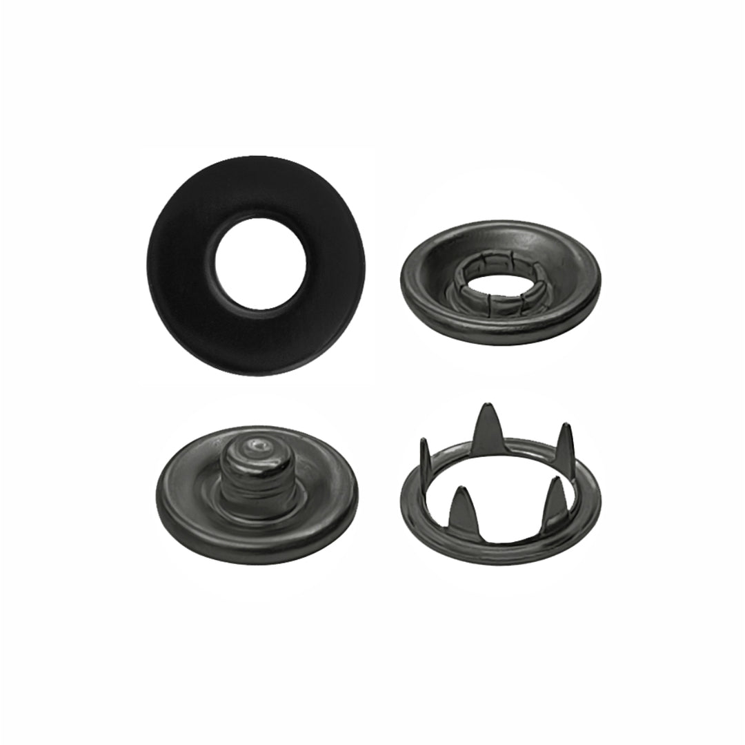 Matte Black with Gunmetal 4-Part Prong Snap Button Fasteners for Shirts/Kurta