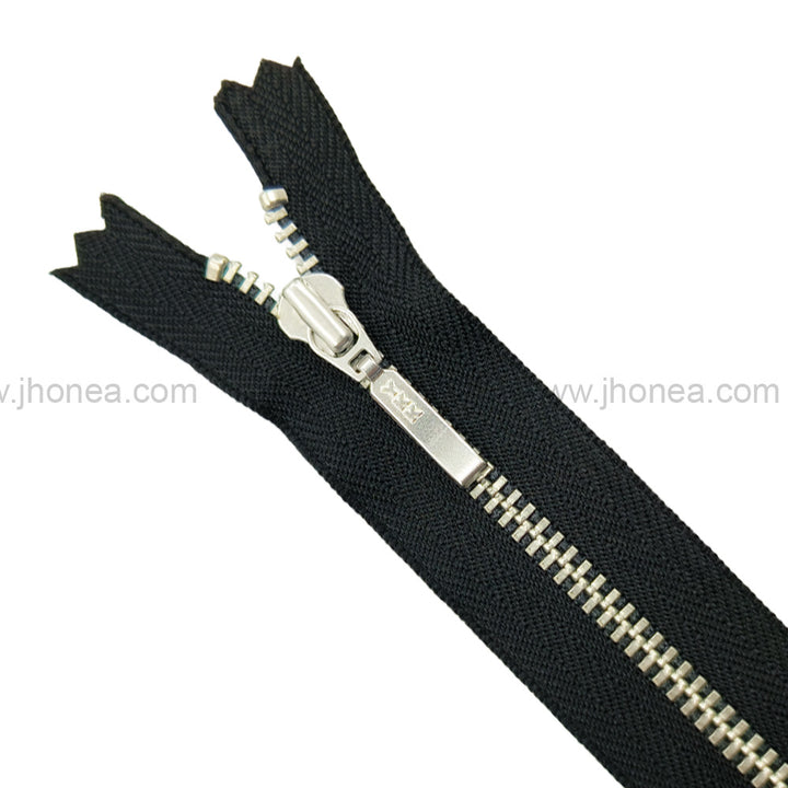 YKK- #3Number Silver Teeth with Black Tape YKK Premium Quality Metal Zipper for Dresses