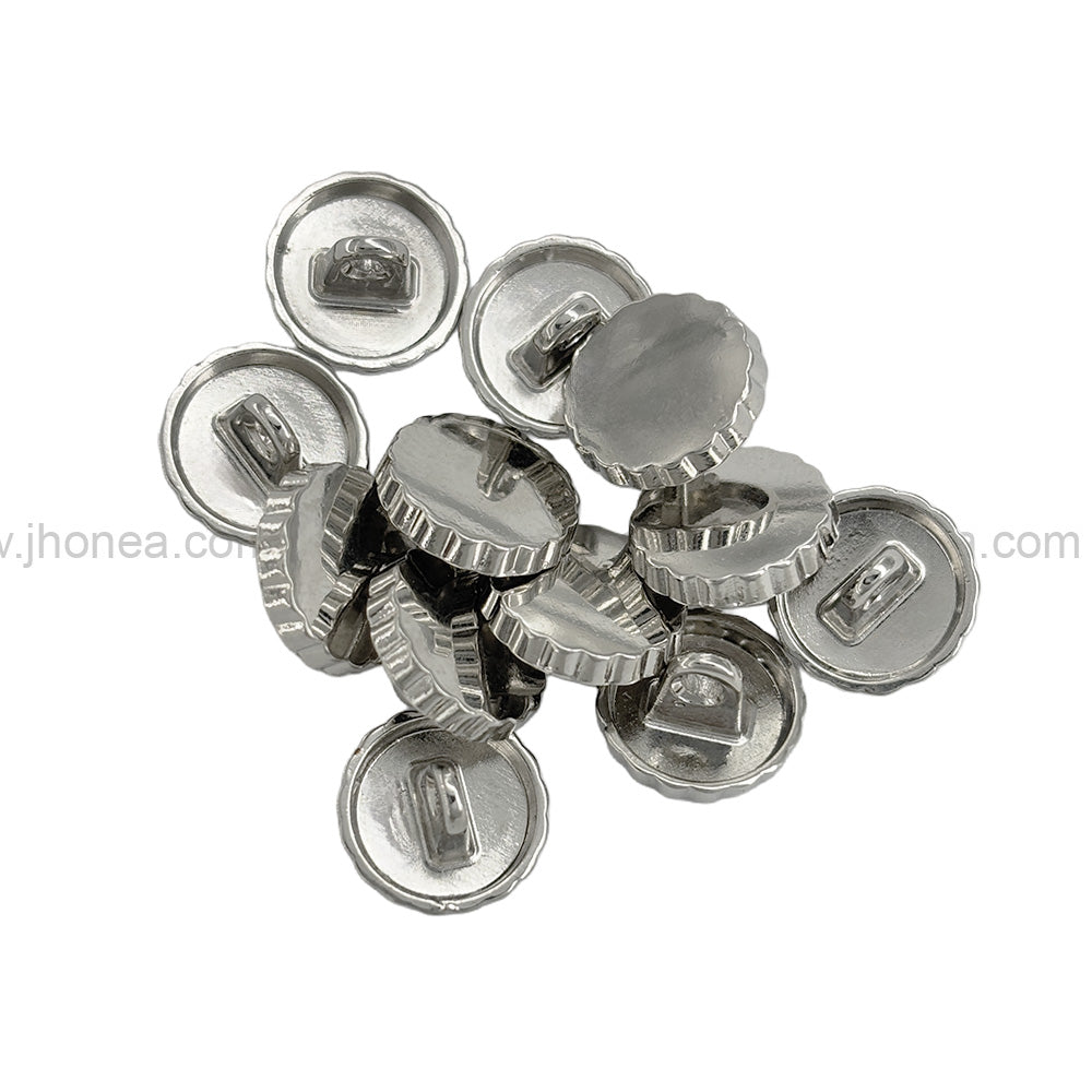 Shiny Silver Chrome Finish Fancy Shirt Metal Button