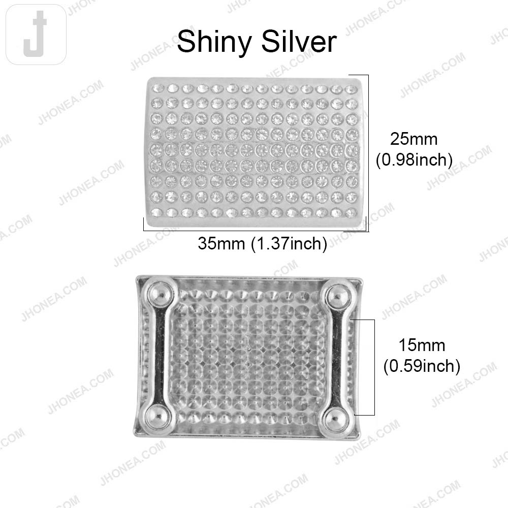Shiny Silver Rectangle Diamond Buckle for Garments