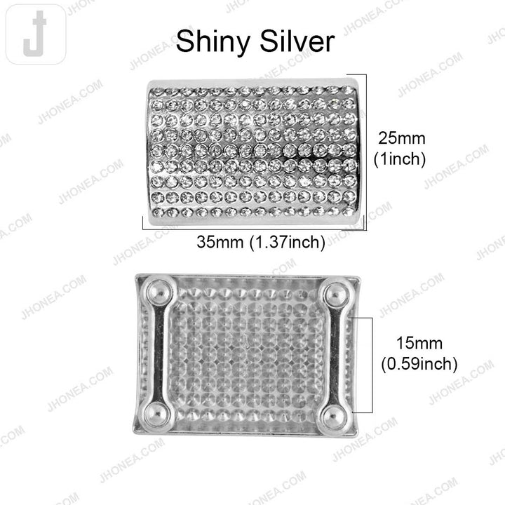 Shiny Silver Rectangle Diamond Buckle for Garments
